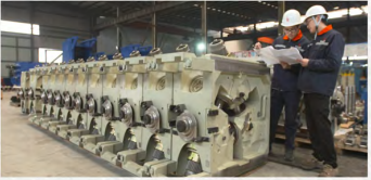 Three-roll reducing sizing mill